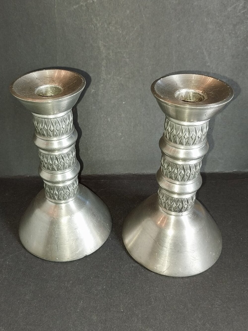 Vintage MASTAD Pewter Candlestick Pair Norway